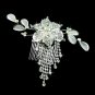 Bridal Wedding Jewelry Crystal Rhinestone Mesh Floral Dangle Drape Hair Comb Pin HABJ021RDCL