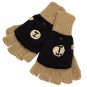 Knitted Fun 3D Animal Soft Fingerless Mittens Gloves Camel Black Bear  GL00007BB