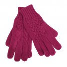 Cable Knit Pattern Cold Weather Winter Gloves Solid Fuchsia Pink  GL00009FU