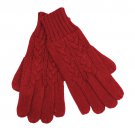 Cable Knit Pattern Cold Weather Winter Gloves Solid Red GL00009RD