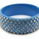Austrian Crystal Lucite Bangle 1 Wide Auqa Blue BR00037