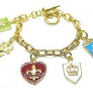 Metal Link Bracelet Toggle Charm Heart 8 Long  BR00070