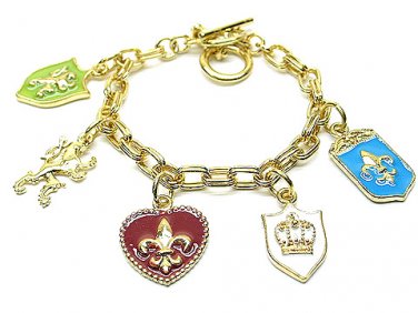 Metal Link Bracelet Toggle Charm Heart 8 Long  BR00070