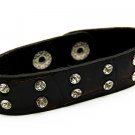 Crystal Studs Faux Alligator Leather Wristband Cuff Bracelet Snap Closure Brown BR00089RDBR