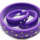 Crystal Stud Lucite Bangle Hoop Earrings Set Purple BR00102