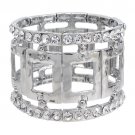 Fashion Square Linked Crystal Stretch Bracelet Silver BR00280-SV