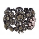 Crystals Beads Flower Stretch Bracelet Brown Black Pink  BR00283-BR