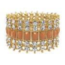 Crystal Stretch Cuff Vintage Fashion Bracelet Gold  BR00285-BR