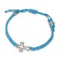 Braided Knot Pave Crystal Cross Charm Adjustable Fashion Bracelet Turquoise  BR00326RDCLTQ