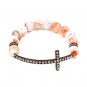Beaded Faceted Crystal Rondelle Copper Cross Charm Fashion Stretch Bracelet BR00328COCL