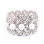 Bridal Wedding Jewelry Stunning Beautiful Crystal Pearl Stretch Bracelet Silver BR00340RDCLWT