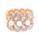Bridal Wedding Jewelry Stunning Beautiful Crystal Pearl Stretch Bracelet Gold BR00340GDABWT
