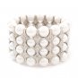 Bridal Wedding Jewelry Stunning 4 Rows Pearl Crystal Stretch Bracelet Silver BR00341RDCLWT