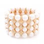 Bridal Wedding Jewelry Stunning 4 Rows Pearl Crystal Stretch Bracelet Gold BR00341GDCLWT