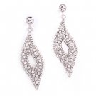 Bridal Wedding Jewelry Crystal Rhinestone Open Wave Chic Dangle Earrings Silver ER00518RDCL