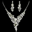 Bridal Wedding Jewelry Set Crystal Rhinestone Luminous Sparkle Necklace Silver JS00339RDCL