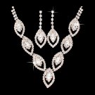 Bridal Wedding Jewelry Set Crystal Rhinestone Luxurious Dazzle Necklace Silver  JS00344RDCL