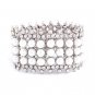 Bridal Wedding Jewelry Stunning 3 Rows Pearl Crystal Stretch Fashion Bracelet Silver BR00347RDCLWT