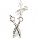 Fashion Jewelry Crystal Rhinestone Simple Scissor Stud Earrings Sliver  ER00498RDCL