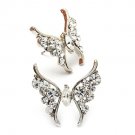 Fashion Jewelry Crystal Rhinestone Butterfly Designed Stud Earring Silver ER00521RDCL