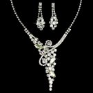 Bridal Wedding Jewelry Set Crystal Rhinestone Luxurious Chic Y Necklace Silver JS00350RDCL