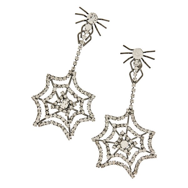 Halloween Costume Jewelry Spider Web Crystal Rhinestone Dangle Earrings ...