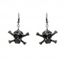Halloween Costume Jewelry Rhinestone Skull Dangle Fashion Earring Antique Silver ER00550ASCL