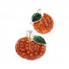 Halloween Costume Jewelry Crystal Rhinestone Dazzle Pumpkin Stud Earrings Orange  ER00556RDOR
