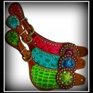 Showman™ Ladies Alligator Print Spur Straps With Crystal Rhinestone Conchos