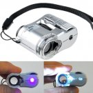 60X Zoom LED Light Pocket Microscope Jewelry Magnifier Loupe Glass LR43 Battery
