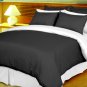 Full/Queen Size Black and White Stripe Duvet Cover 3PC Microfiber 1200TC