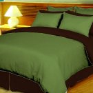 King/Cal King Size Sage and Choco Stripe Duvet Cover 3PC Microfiber 1200TC