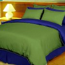 Twin/Twin XL Size Sage and Royal Stripe Duvet Cover 3PC Microfiber 1200TC
