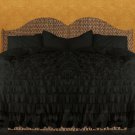 Full/Queen Size Black Ruffle Duvet Cover Set  3PC 1200TC Egyptian Cotton