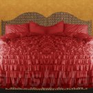 Full/Queen Size burgundy Ruffle Duvet Cover Set  3PC 1200TC Egyptian Cotton