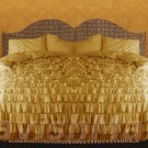 Full/Queen Size Gold Ruffle Duvet Cover Set  3PC 1200TC Egyptian Cotton