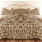 Full/Queen Size Mocha Ruffle Duvet Cover Set  3PC 1200TC Egyptian Cotton
