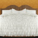 Full/Queen Size White Ruffle Duvet Cover Set  3PC 1200TC Egyptian Cotton