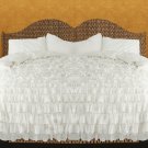 King/Cal King Size White Ruffle Duvet Cover Set  3PC 1200TC Egyptian Cotton