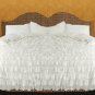 King/Cal King Size White Ruffle Duvet Cover Set  3PC 1200TC Egyptian Cotton