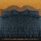 King/Cal King Size Midnight Blue Ruffle Duvet Cover Set  3PC 1200TC Egyptian Cotton