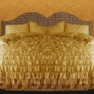 King/Cal King Size Gold Ruffle Duvet Cover Set  3PC 1200TC Egyptian Cotton
