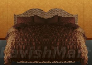 King/Cal King Size Chocolate Ruffle Duvet Cover Set  3PC 1200TC Egyptian Cotton