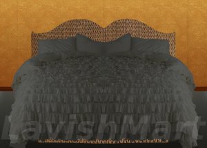 King/Cal King Size Carbon Grey Ruffle Duvet Cover Set  3PC 1200TC Egyptian Cotton