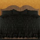 King/Cal King Size Black Ruffle Duvet Cover Set  3PC 1200TC Egyptian Cotton