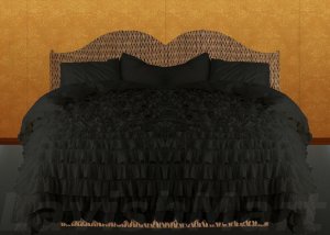King/Cal King Size Black Ruffle Duvet Cover Set  3PC 1200TC Egyptian Cotton