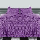 King/Cal King Size Berry Ruffle Duvet Cover Set  3PC 1200TC Egyptian Cotton