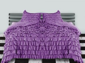 King/Cal King Size Berry Ruffle Duvet Cover Set  3PC 1200TC Egyptian Cotton
