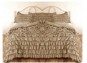 Twin/Twin XL Size Mocha Ruffle Duvet Cover Set  3PC 1200TC Egyptian Cotton