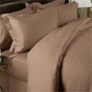 King Size Mocha Stripe Duvet covet Set & Fitted Sheet 4pcs 1200TC Egyptian Cotton